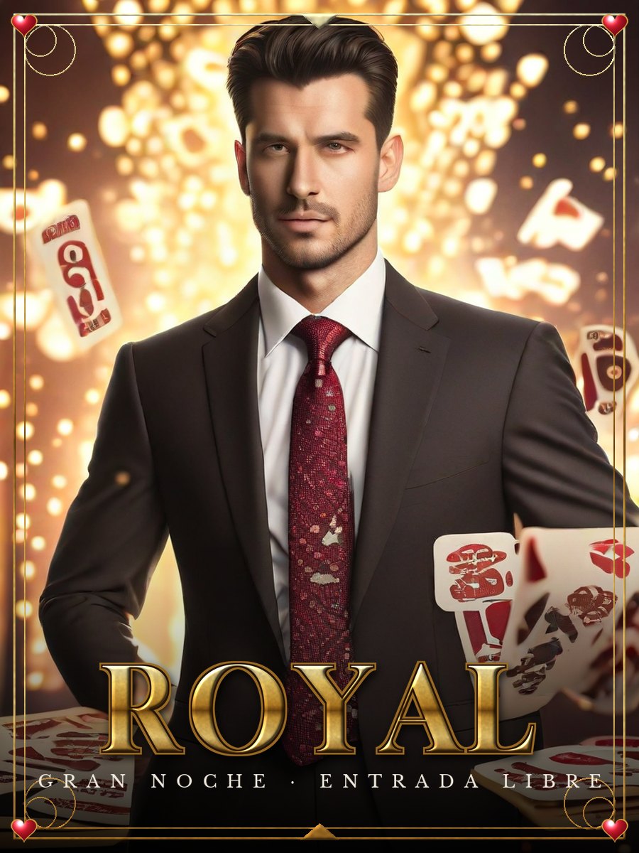 Portada con un hombre de traje en un casino, naipes al vuelo y el título Royal